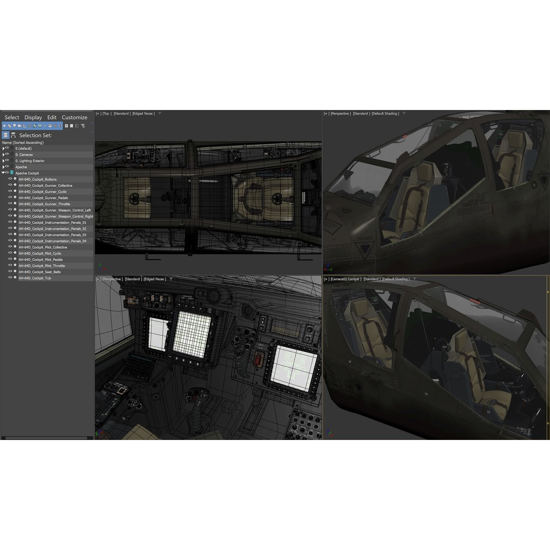 Boeing AH-64D Apache Longbow Cockpit 3D Model – High Poly PBR Asset, FBX - View 9
