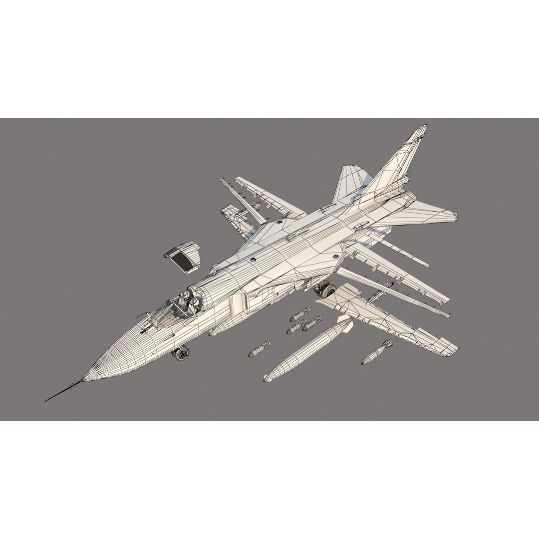 Su-24 3D Model – Military Bomber, PBR Textures, FBX Format