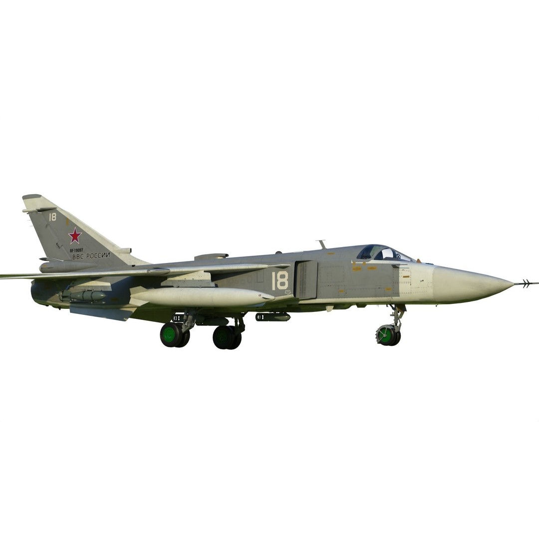 Su-24 3D Model – Military Bomber, PBR Textures, FBX Format - View 3