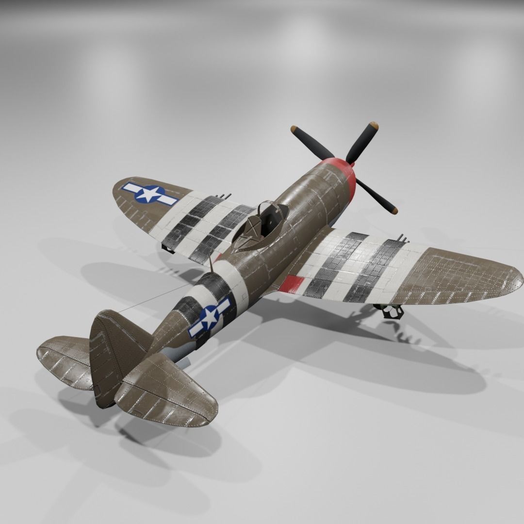 P-47D-25 Thunderbolt 3D Model – Low Poly Game Asset, FBX, Blender
