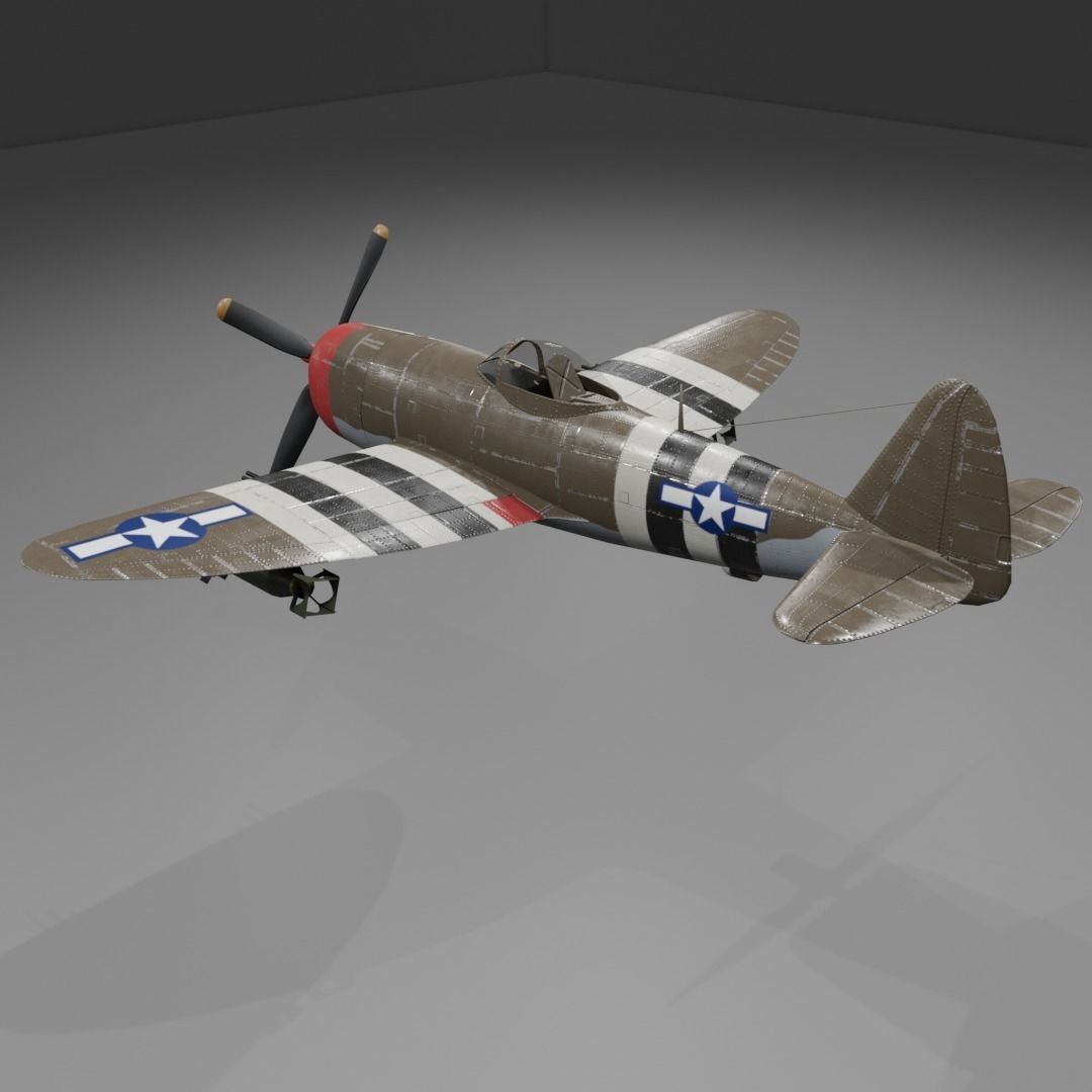 P-47D-25 Thunderbolt 3D Model – Low Poly Game Asset, FBX, Blender - View 10