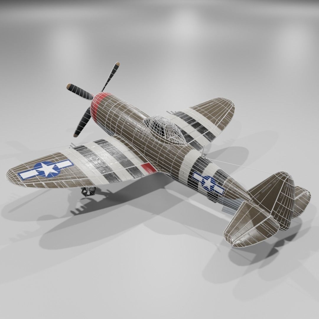 P-47D-25 Thunderbolt 3D Model – Low Poly Game Asset, FBX, Blender - View 14