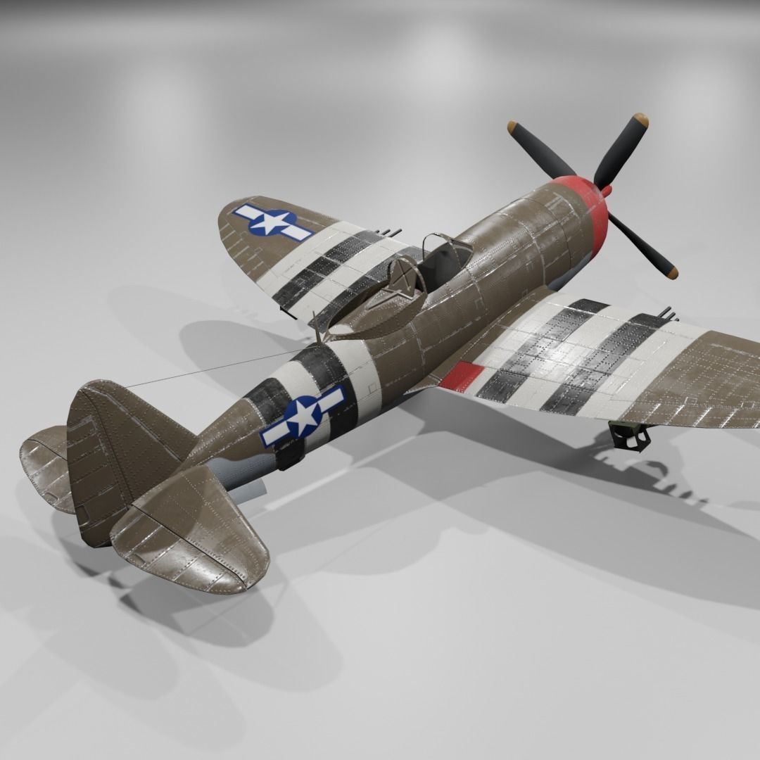 P-47D-25 Thunderbolt 3D Model – Low Poly Game Asset, FBX, Blender - View 20