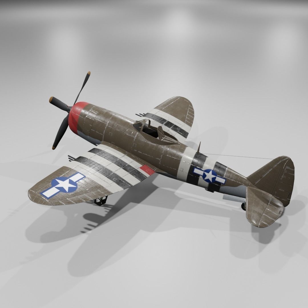 P-47D-25 Thunderbolt 3D Model – Low Poly Game Asset, FBX, Blender - View 26
