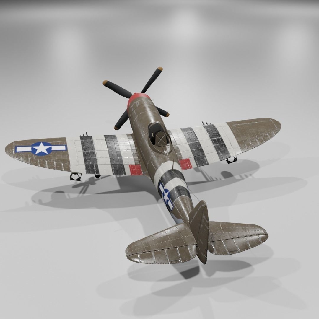P-47D-25 Thunderbolt 3D Model – Low Poly Game Asset, FBX, Blender - View 27