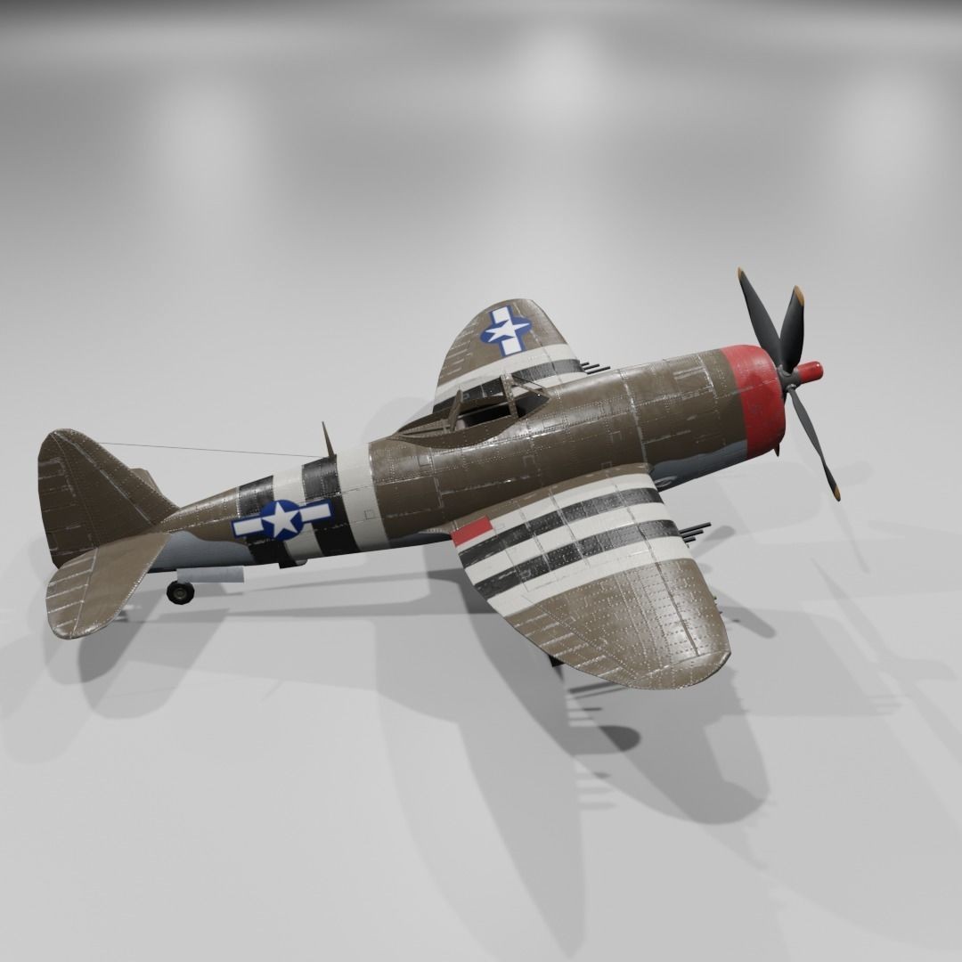 P-47D-25 Thunderbolt 3D Model – Low Poly Game Asset, FBX, Blender - View 28
