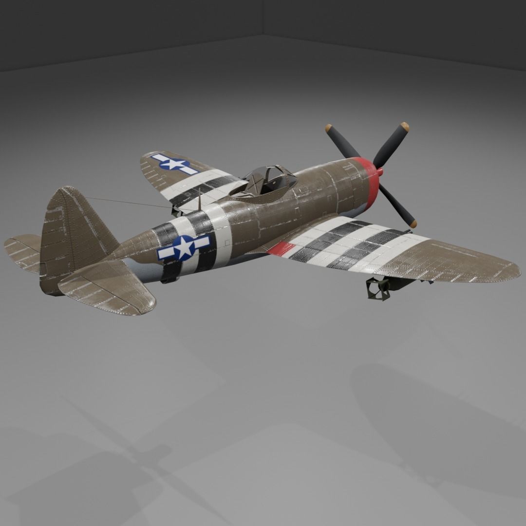 P-47D-25 Thunderbolt 3D Model – Low Poly Game Asset, FBX, Blender - View 9