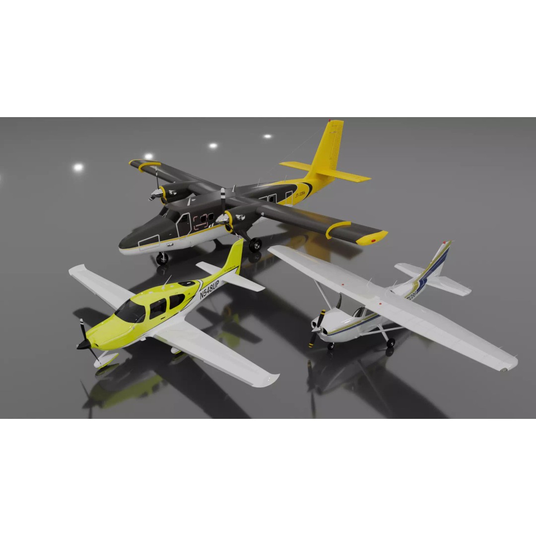 Light Aircraft 3D Model – High Detail Pack with PBR Textures, FBX, OBJ, Blender - View 2