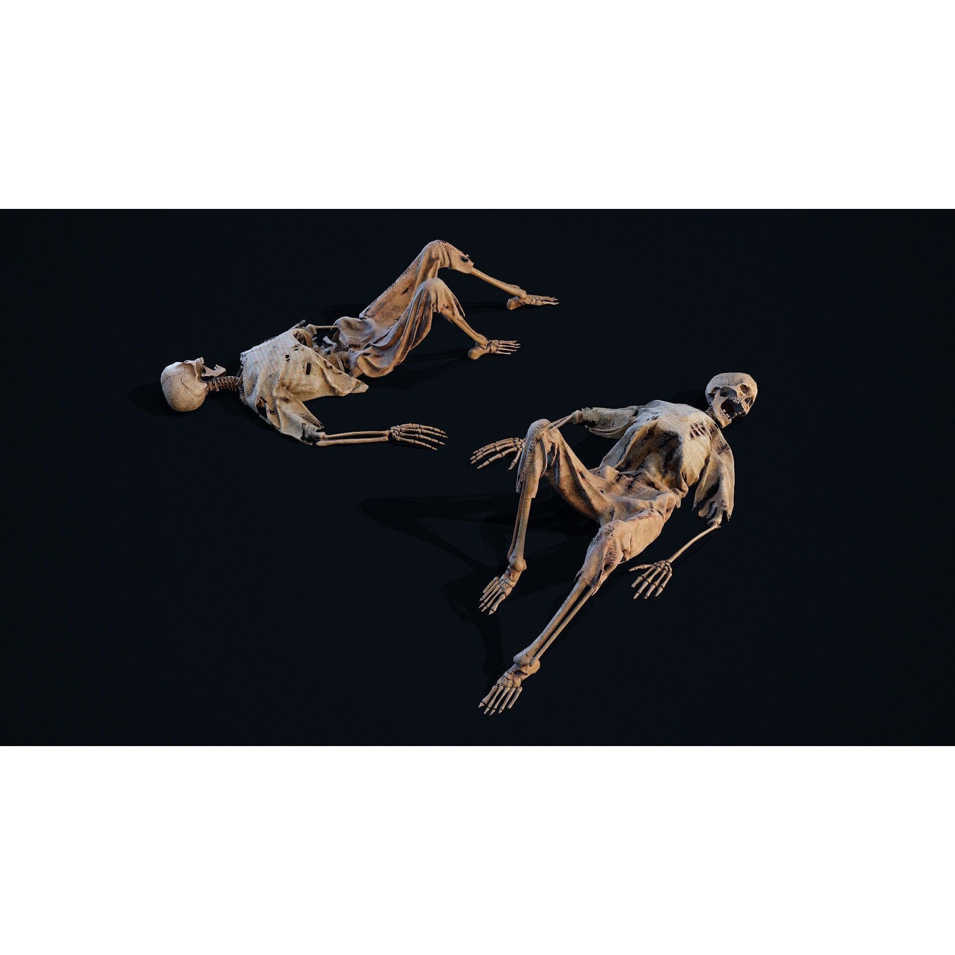 Skeleton Remains - Low-Poly Game-Ready 3D Model - View 3