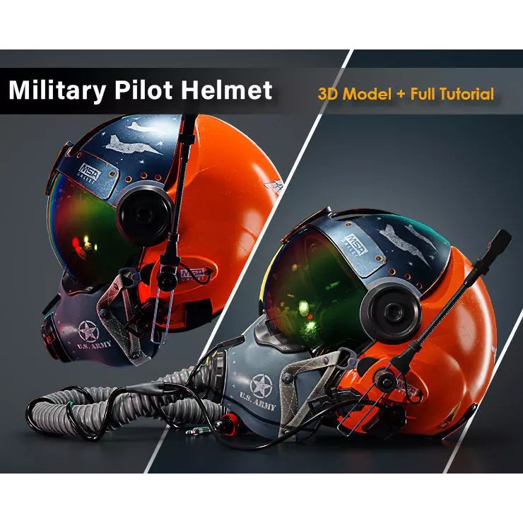Military Pilot Helmet 3D Model – Low Poly Game Ready Asset, FBX - View 2