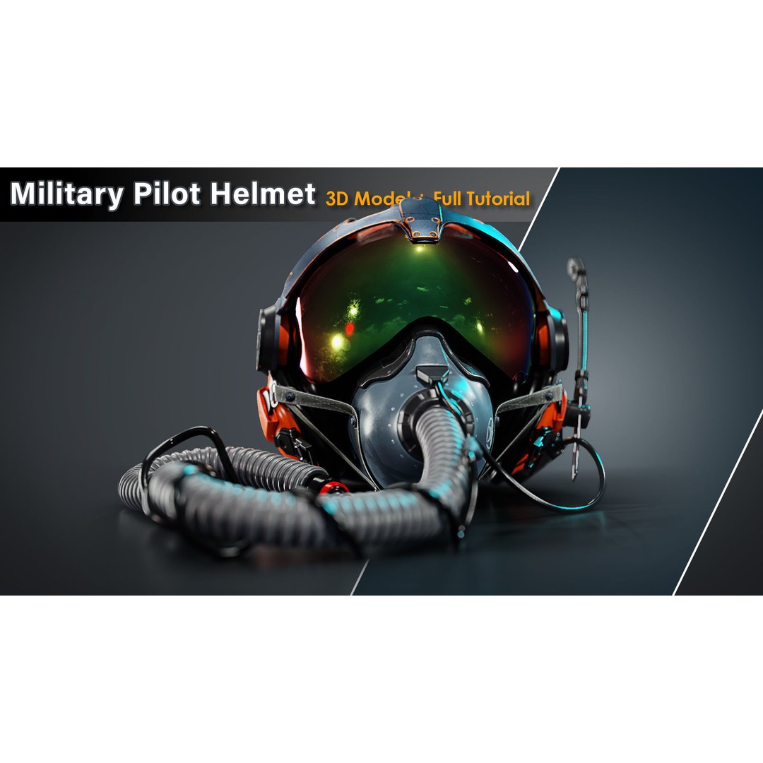Military Pilot Helmet 3D Model – Low Poly Game Ready Asset, FBX - View 3