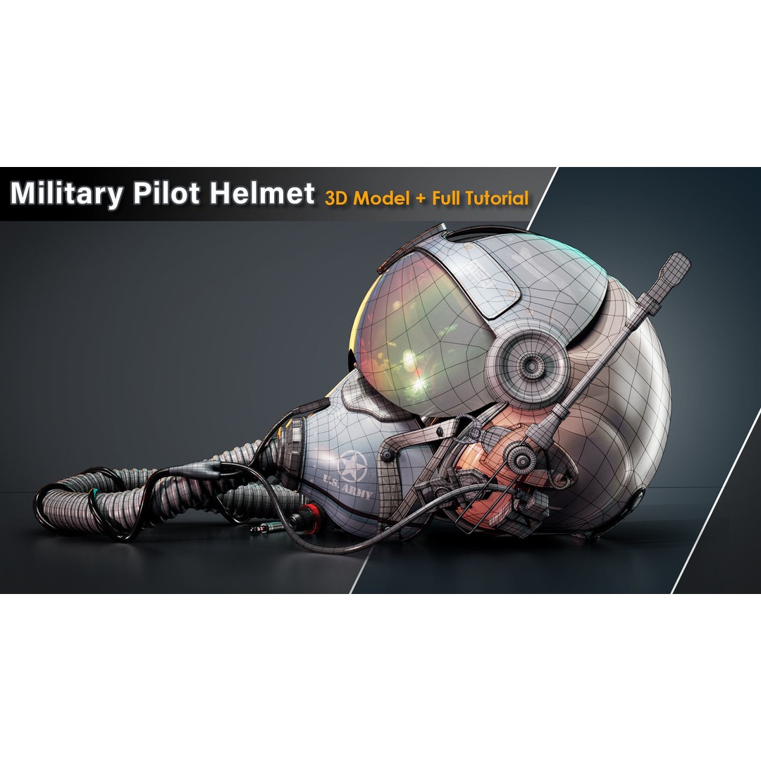 Military Pilot Helmet 3D Model – Low Poly Game Ready Asset, FBX - View 4