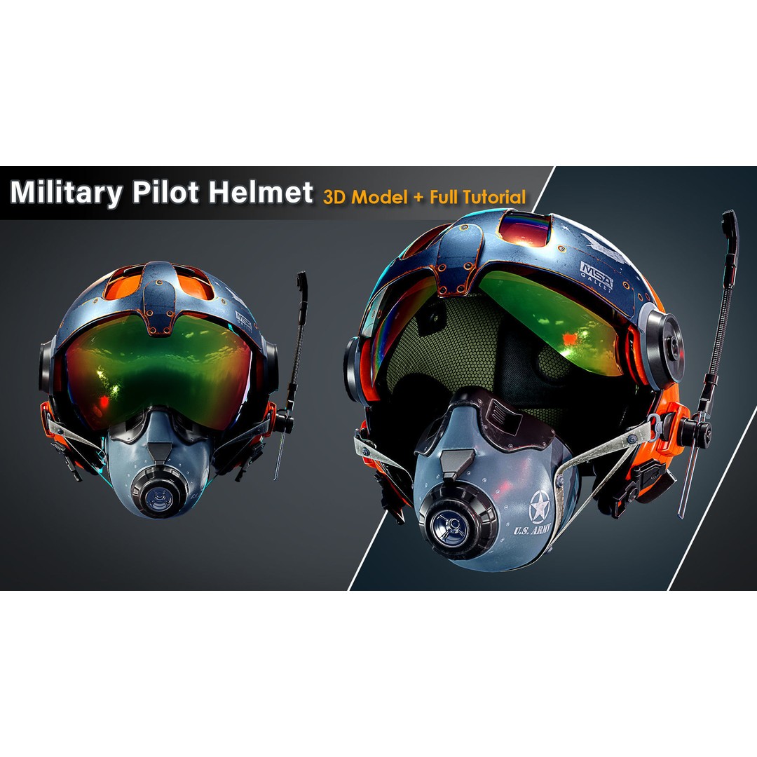 Military Pilot Helmet 3D Model – Low Poly Game Ready Asset, FBX - View 5