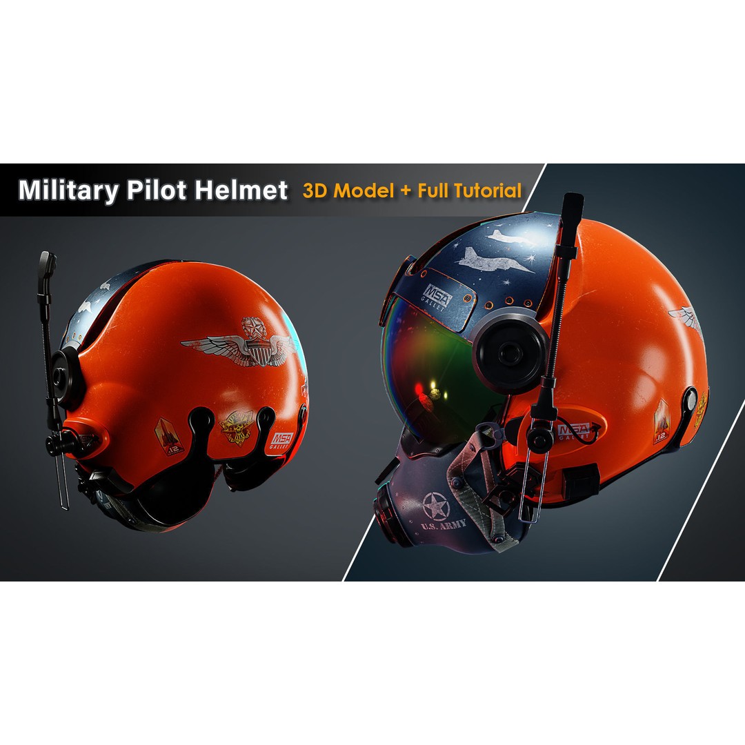 Military Pilot Helmet 3D Model – Low Poly Game Ready Asset, FBX - View 6