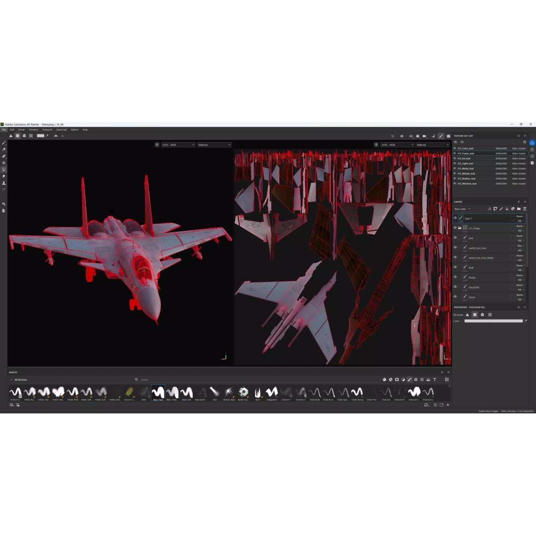 Shenyang J-15 Feisha 3D Model – PBR Aircraft Asset, FBX, Blender - View 10