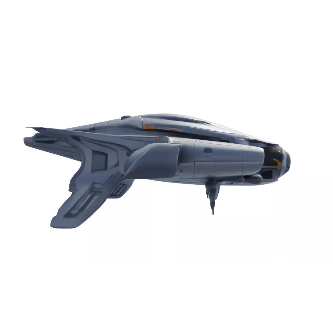 SilverComet Z7 3D Model – Low Poly Sci-Fi Starship, FBX - View 12