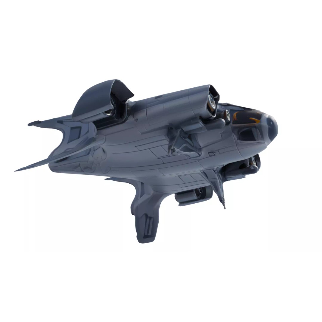 SilverComet Z7 3D Model – Low Poly Sci-Fi Starship, FBX - View 13