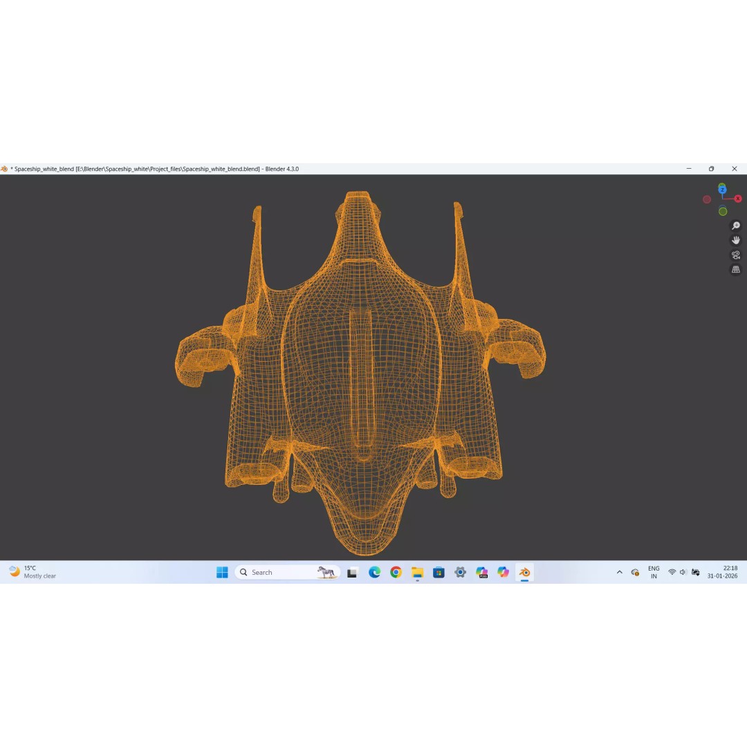 SilverComet Z7 3D Model – Low Poly Sci-Fi Starship, FBX - View 17