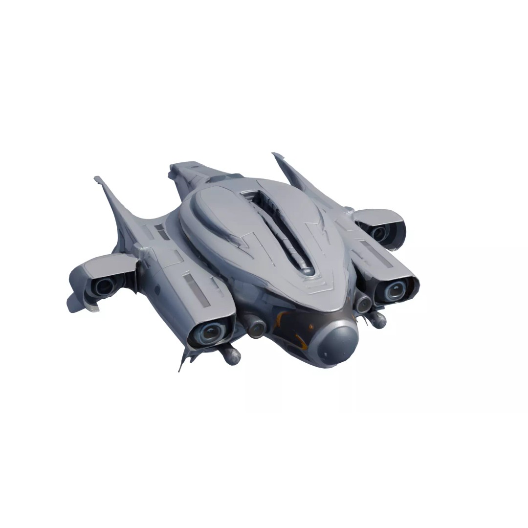 SilverComet Z7 3D Model – Low Poly Sci-Fi Starship, FBX - View 2