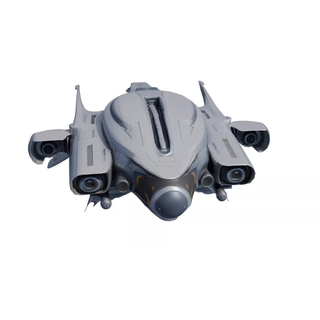 SilverComet Z7 3D Model – Low Poly Sci-Fi Starship, FBX - View 3