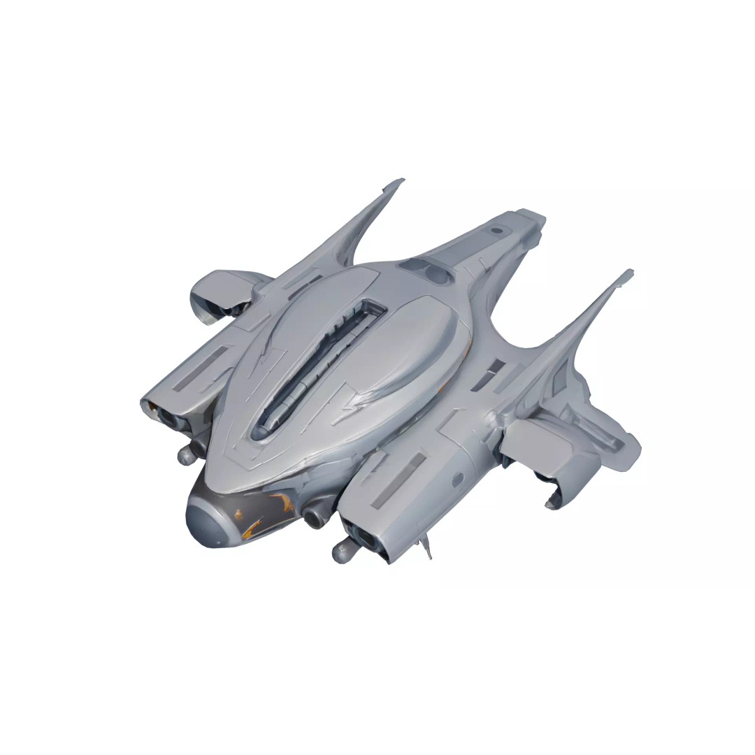 SilverComet Z7 3D Model – Low Poly Sci-Fi Starship, FBX - View 5