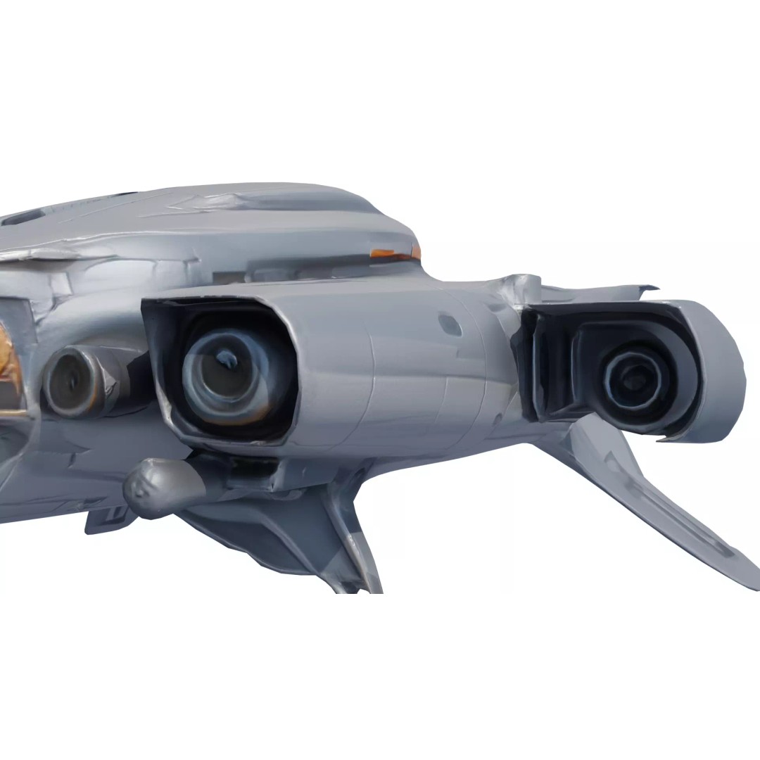 SilverComet Z7 3D Model – Low Poly Sci-Fi Starship, FBX - View 6