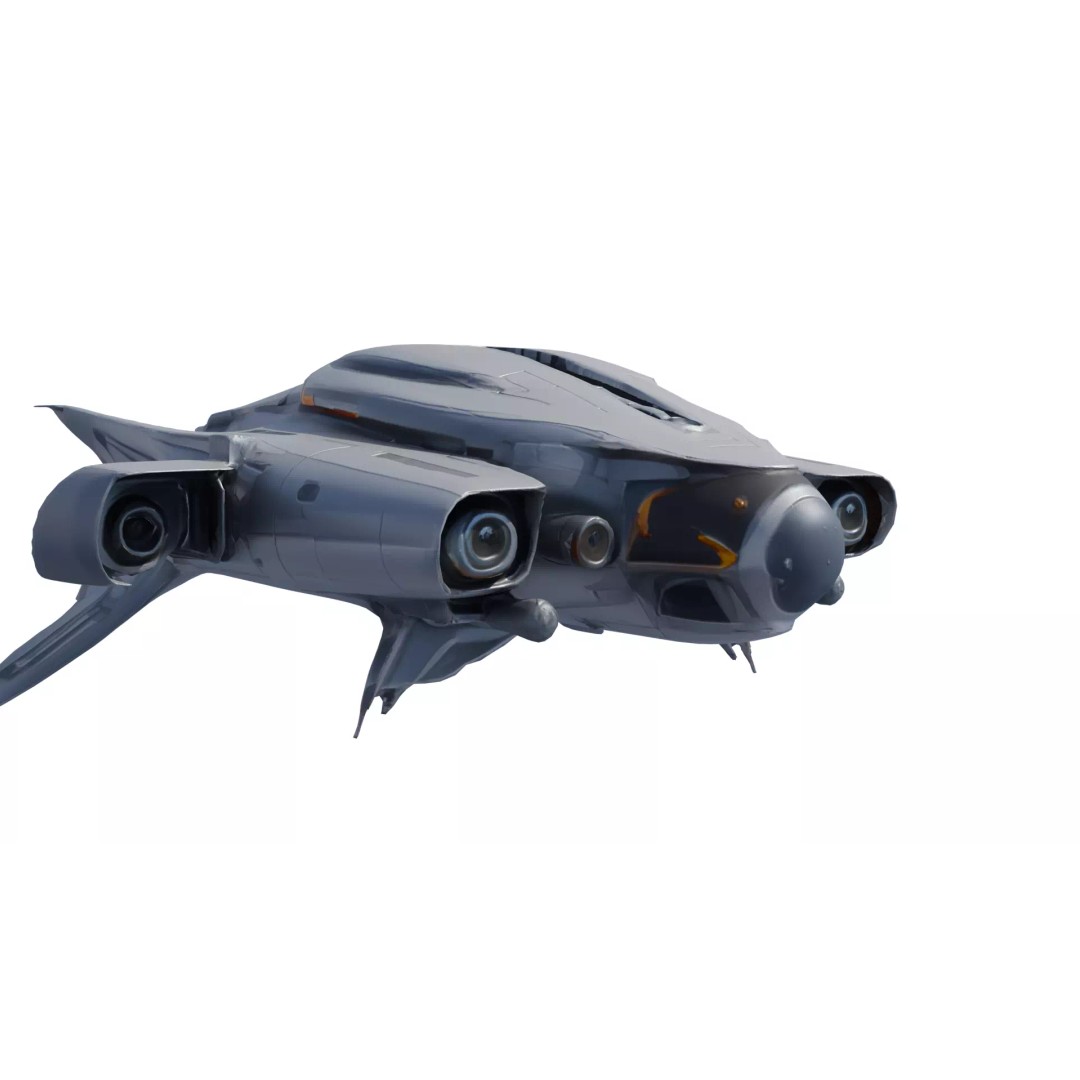 SilverComet Z7 3D Model – Low Poly Sci-Fi Starship, FBX - View 8
