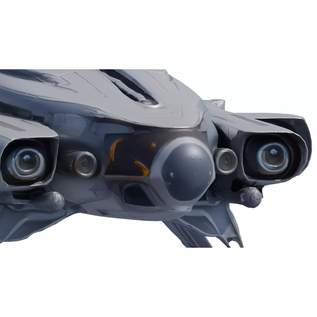 SilverComet Z7 3D Model – Low Poly Sci-Fi Starship, FBX - View 9