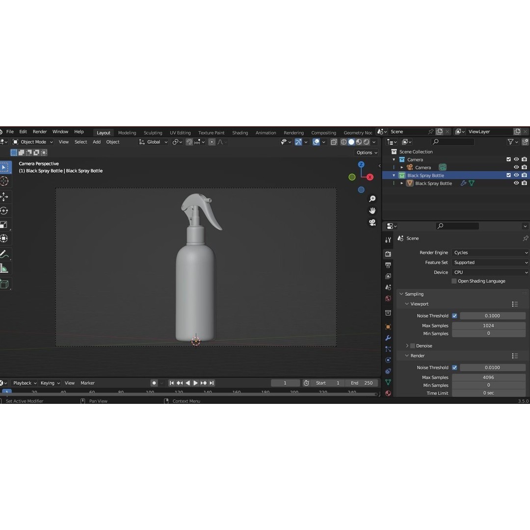 Black Spray Bottle 3D Model – PBR Textured, FBX Format - View 25