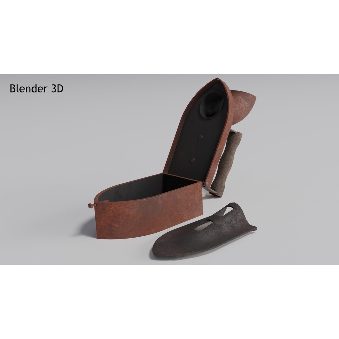 Charcoal Clothes Iron 3D Model – Vintage Low Poly PBR Asset for Games - View 10