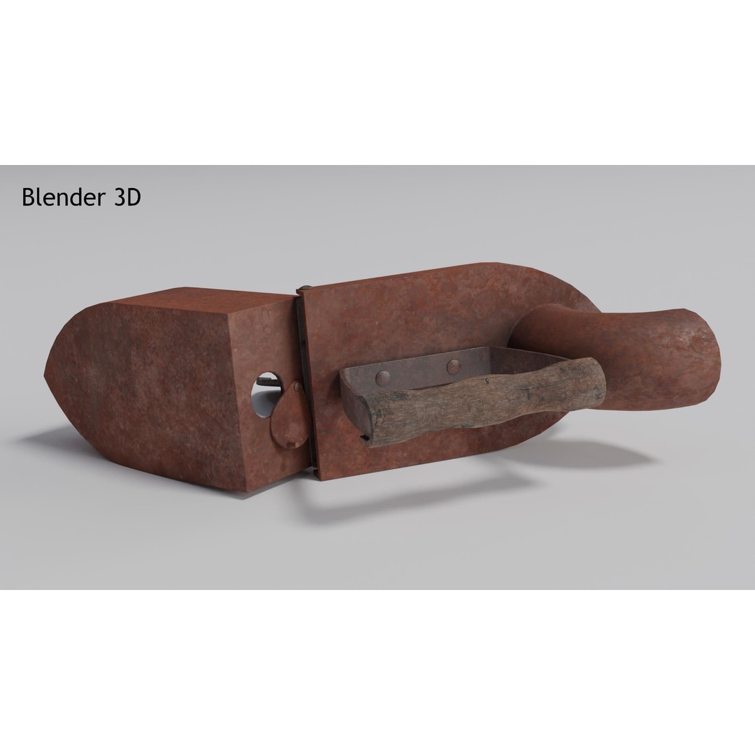 Charcoal Clothes Iron 3D Model – Vintage Low Poly PBR Asset for Games - View 12