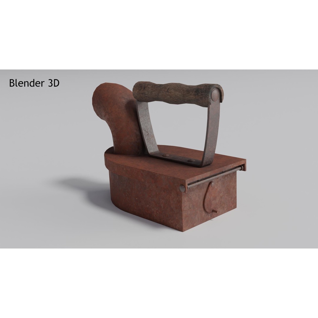 Charcoal Clothes Iron 3D Model – Vintage Low Poly PBR Asset for Games - View 13