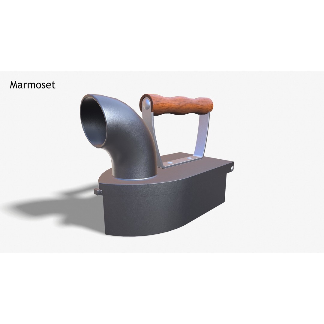 Charcoal Clothes Iron 3D Model – Vintage Low Poly PBR Asset for Games - View 14