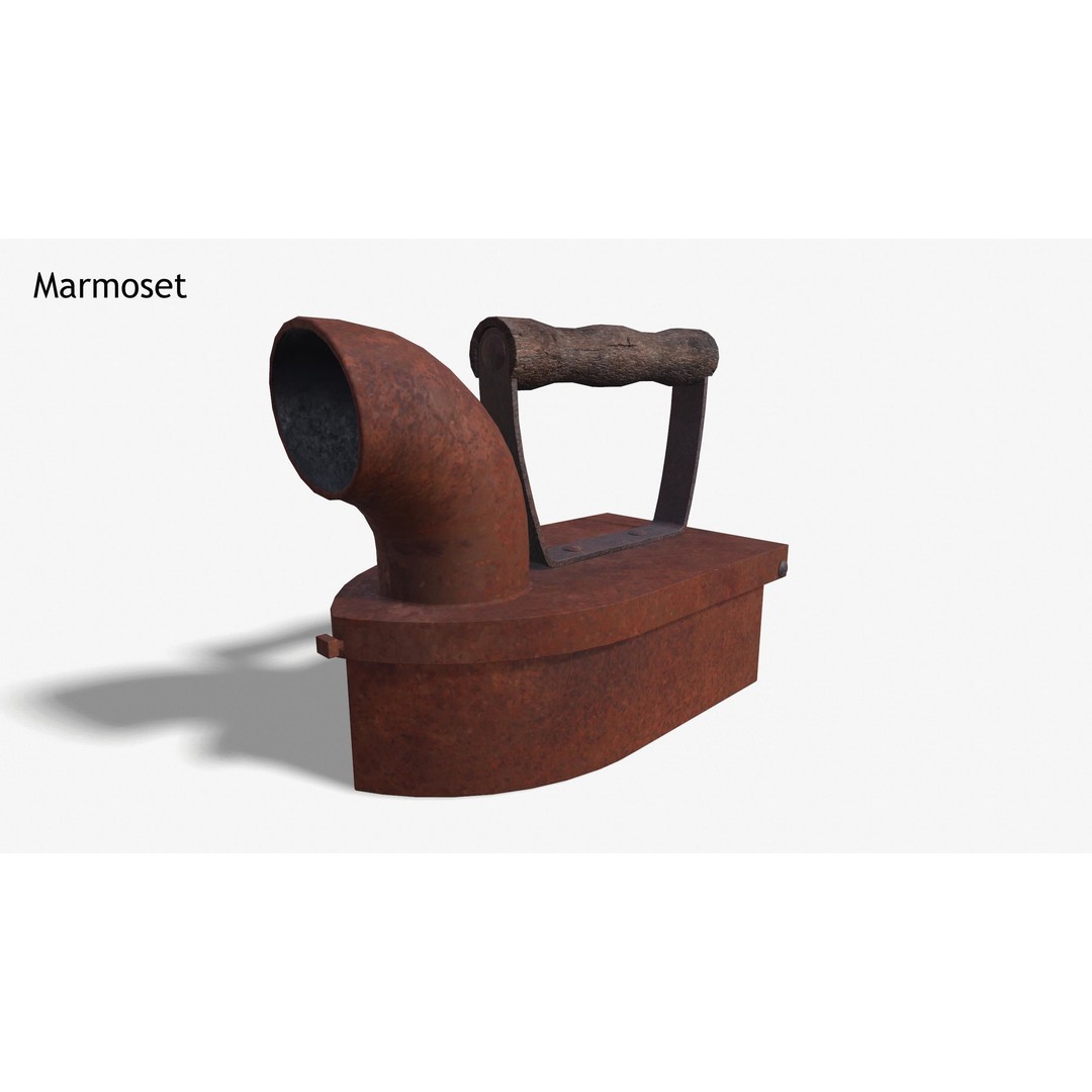 Charcoal Clothes Iron 3D Model – Vintage Low Poly PBR Asset for Games - View 19