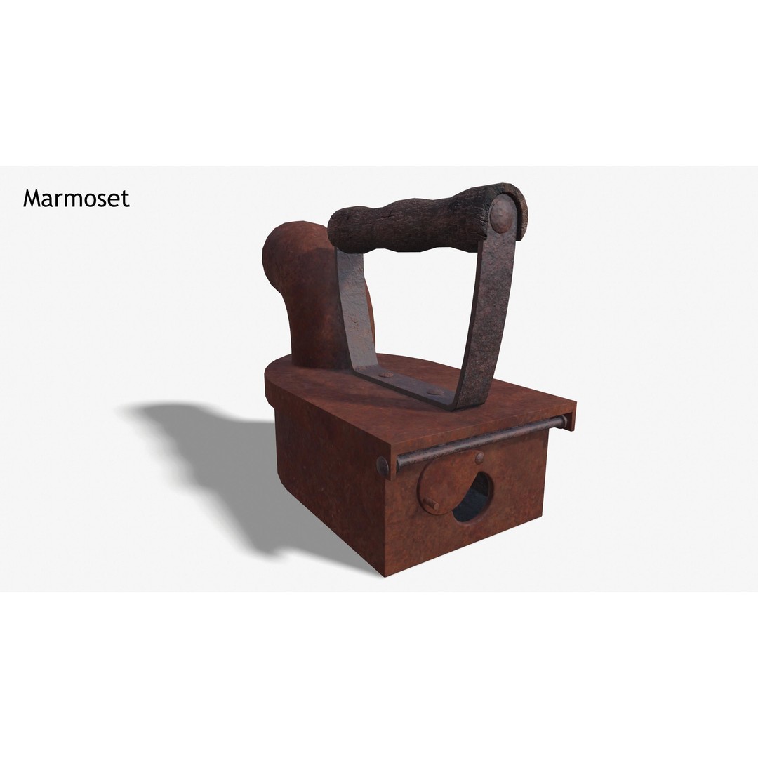 Charcoal Clothes Iron 3D Model – Vintage Low Poly PBR Asset for Games - View 20