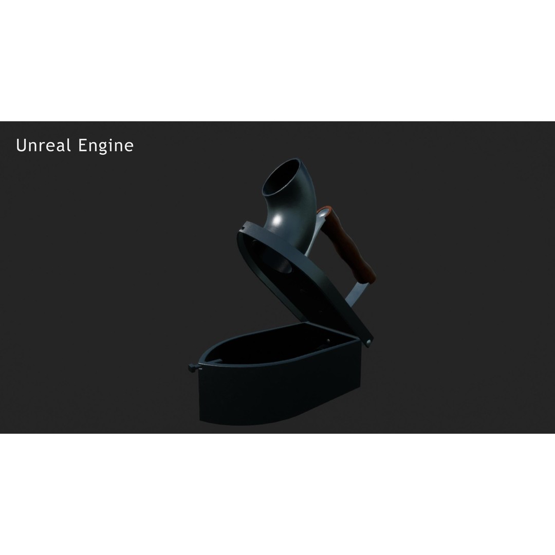 Charcoal Clothes Iron 3D Model – Vintage Low Poly PBR Asset for Games - View 23