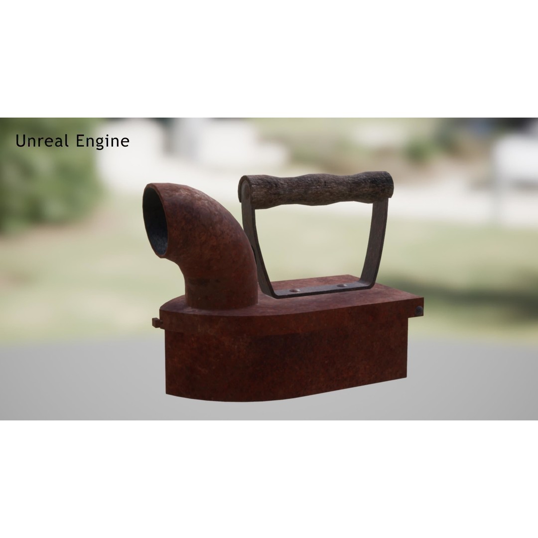 Charcoal Clothes Iron 3D Model – Vintage Low Poly PBR Asset for Games - View 25
