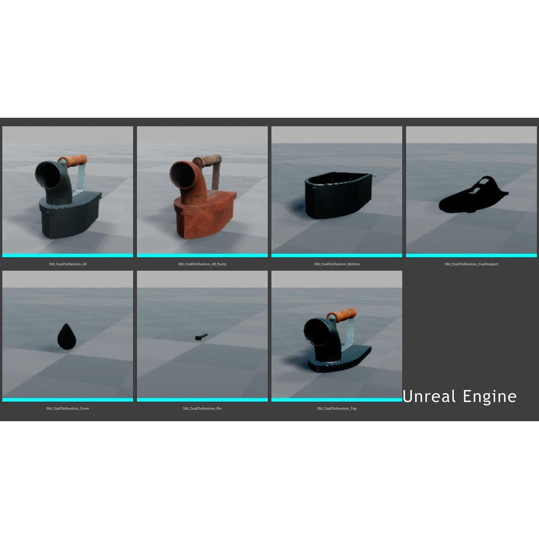 Charcoal Clothes Iron 3D Model – Vintage Low Poly PBR Asset for Games - View 27