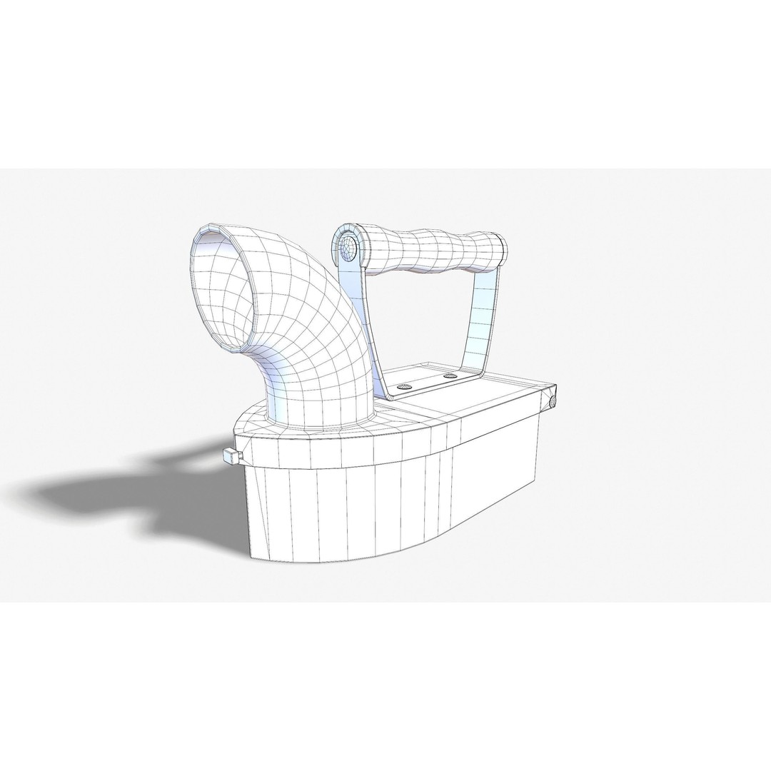 Charcoal Clothes Iron 3D Model – Vintage Low Poly PBR Asset for Games - View 30