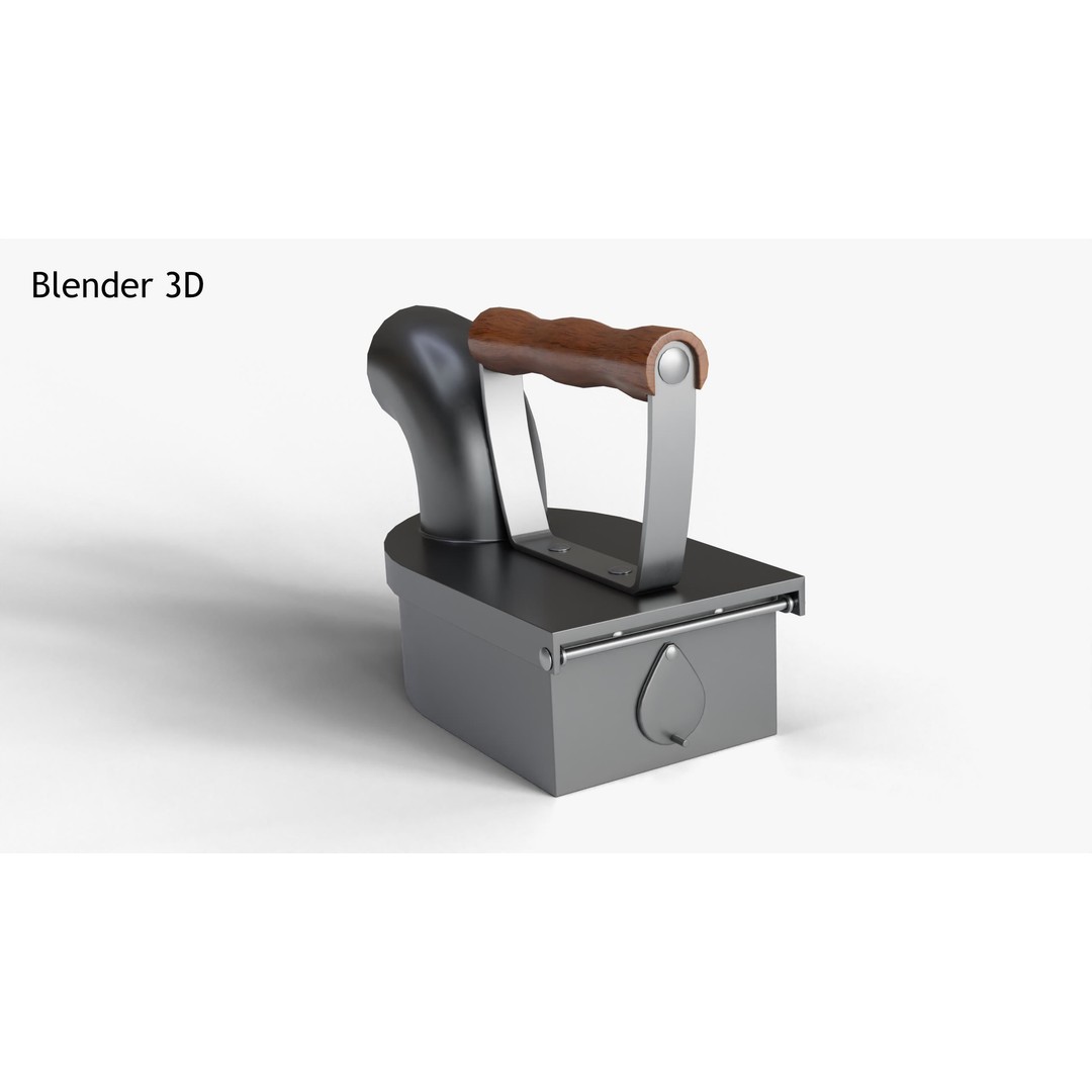 Charcoal Clothes Iron 3D Model – Vintage Low Poly PBR Asset for Games - View 7
