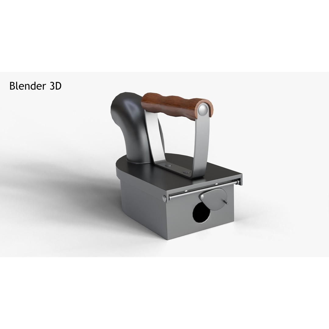 Charcoal Clothes Iron 3D Model – Vintage Low Poly PBR Asset for Games - View 8