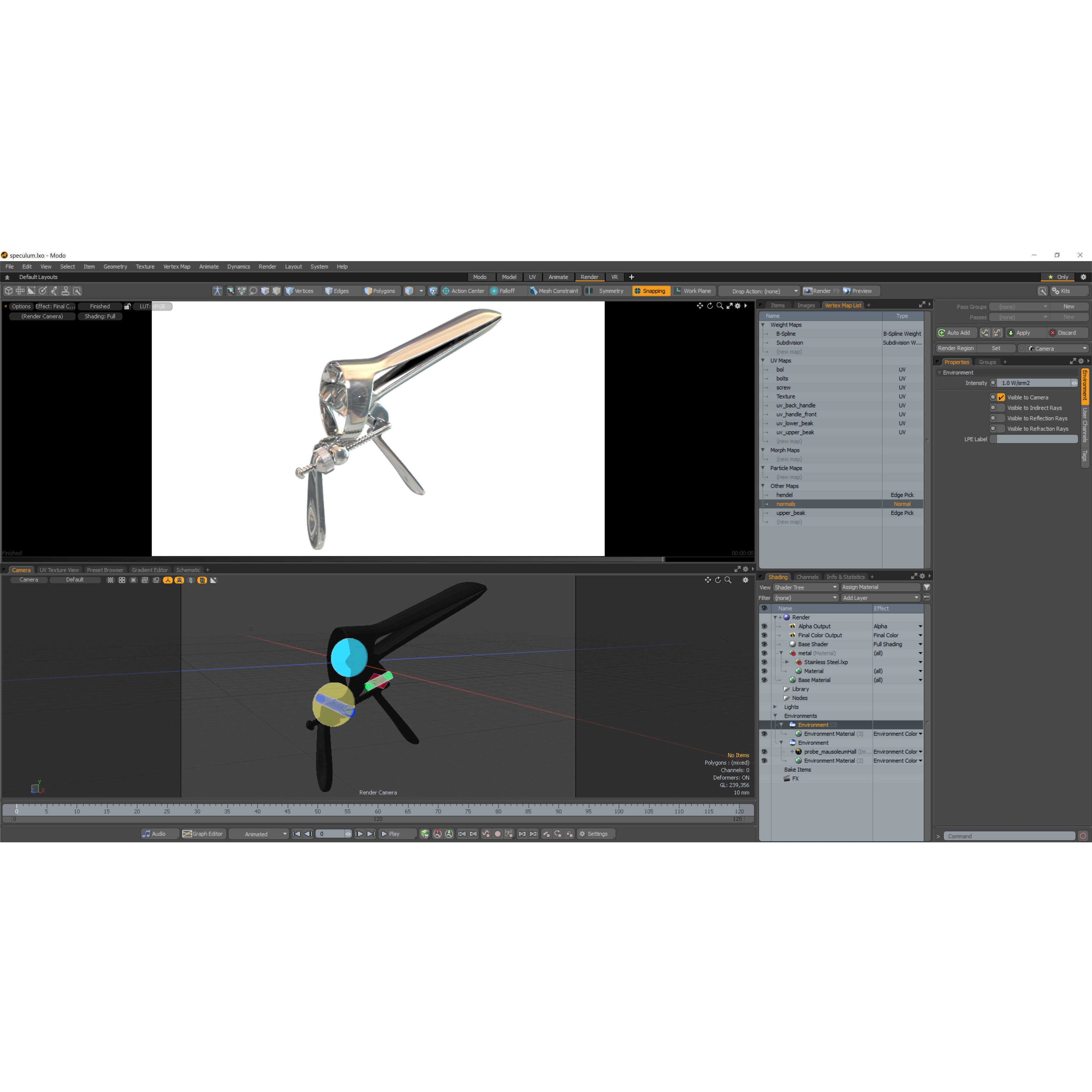 Speculum Stainless Steel Pliers - Rigged 3D Model - View 4