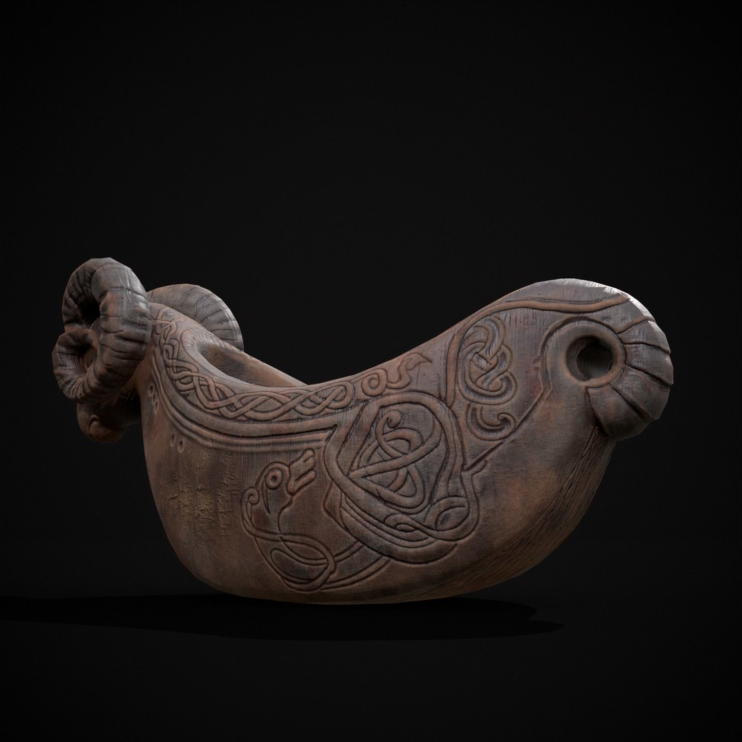 Ram Drinking Vessel 3D Model – Low Poly PBR Asset, FBX & OBJ Formats - View 11