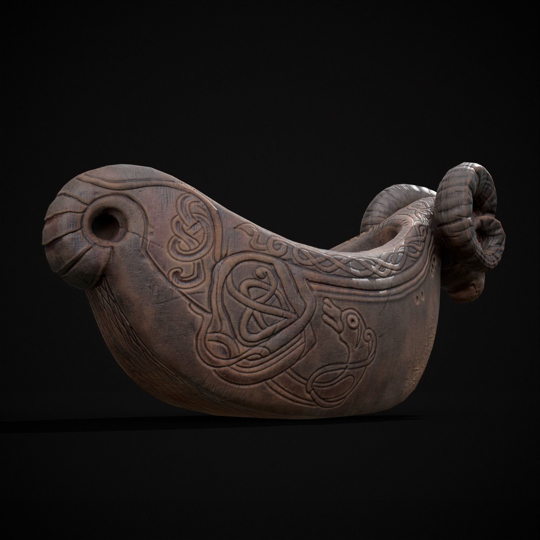 Ram Drinking Vessel 3D Model – Low Poly PBR Asset, FBX & OBJ Formats - View 15