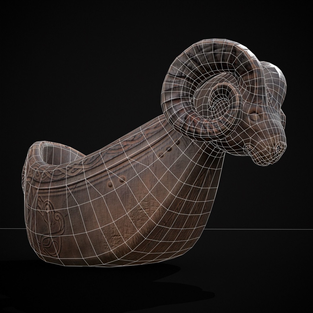 Ram Drinking Vessel 3D Model – Low Poly PBR Asset, FBX & OBJ Formats - View 24