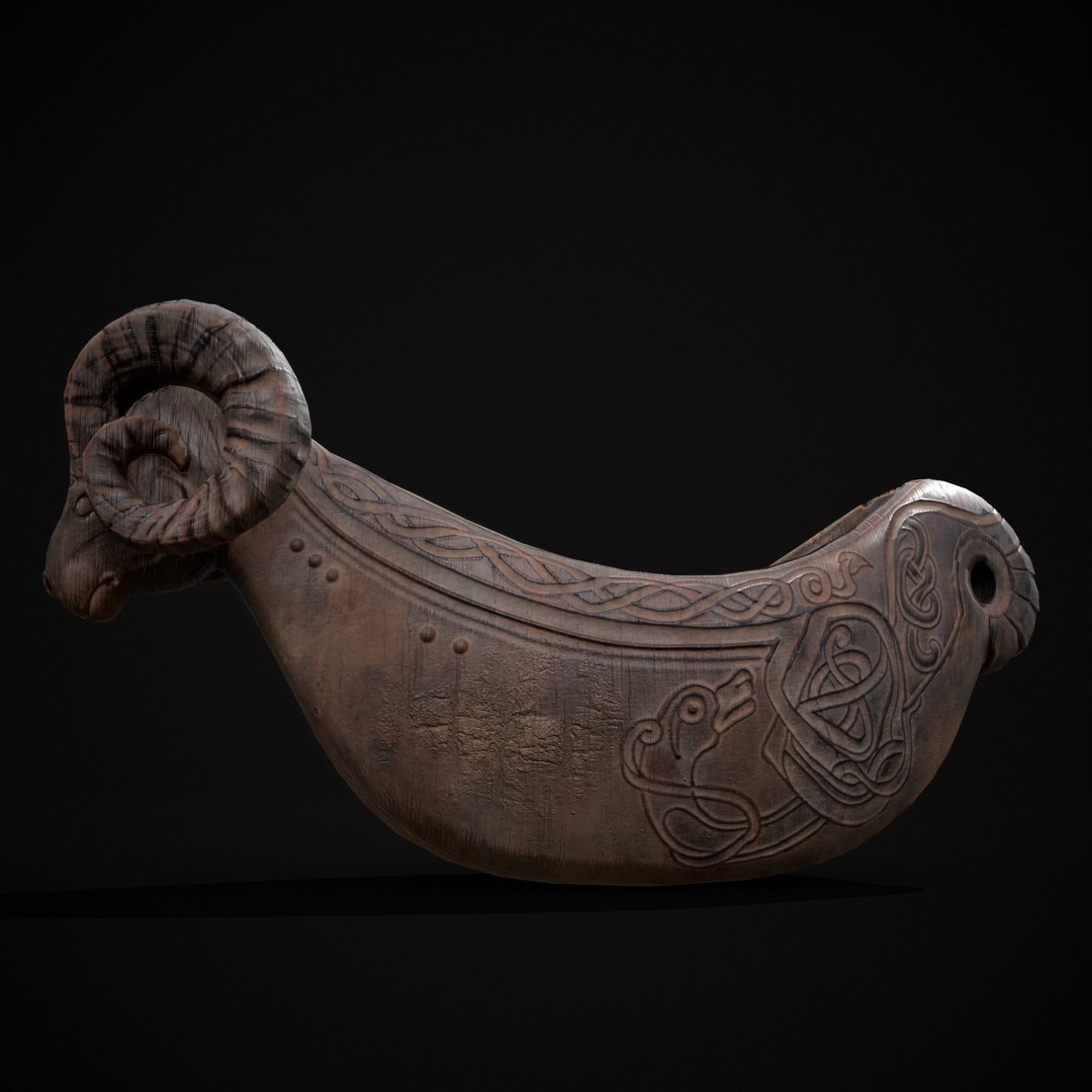 Ram Drinking Vessel 3D Model – Low Poly PBR Asset, FBX & OBJ Formats - View 9