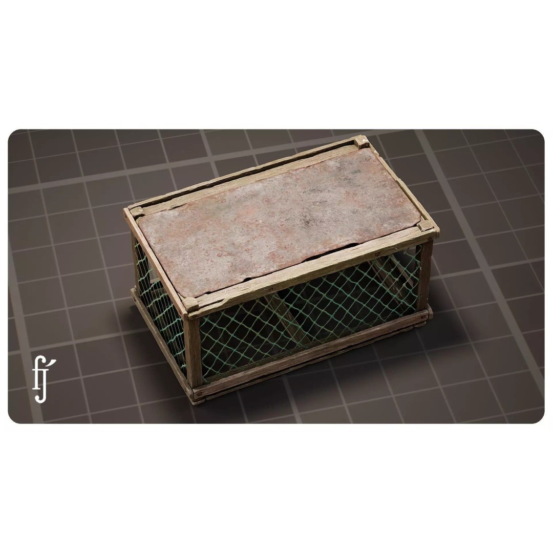 Fishing Crab Trap 3D Model – High Poly Nautical Container, FBX & OBJ - View 8