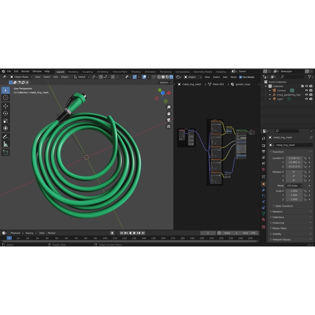 Garden Hose 3D Model – Low Poly PBR Asset, FBX, OBJ, Blender - View 10