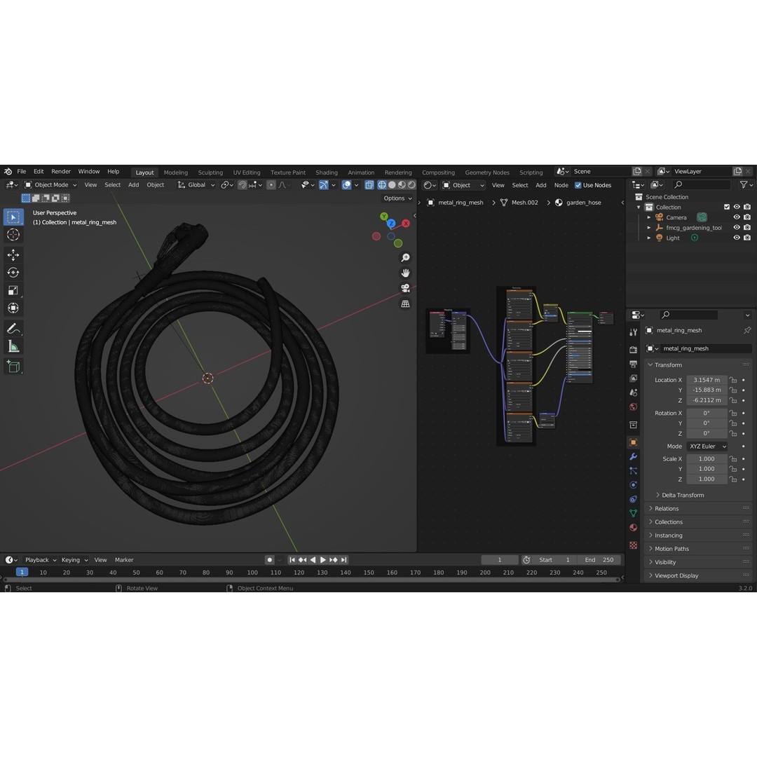 Garden Hose 3D Model – Low Poly PBR Asset, FBX, OBJ, Blender - View 7