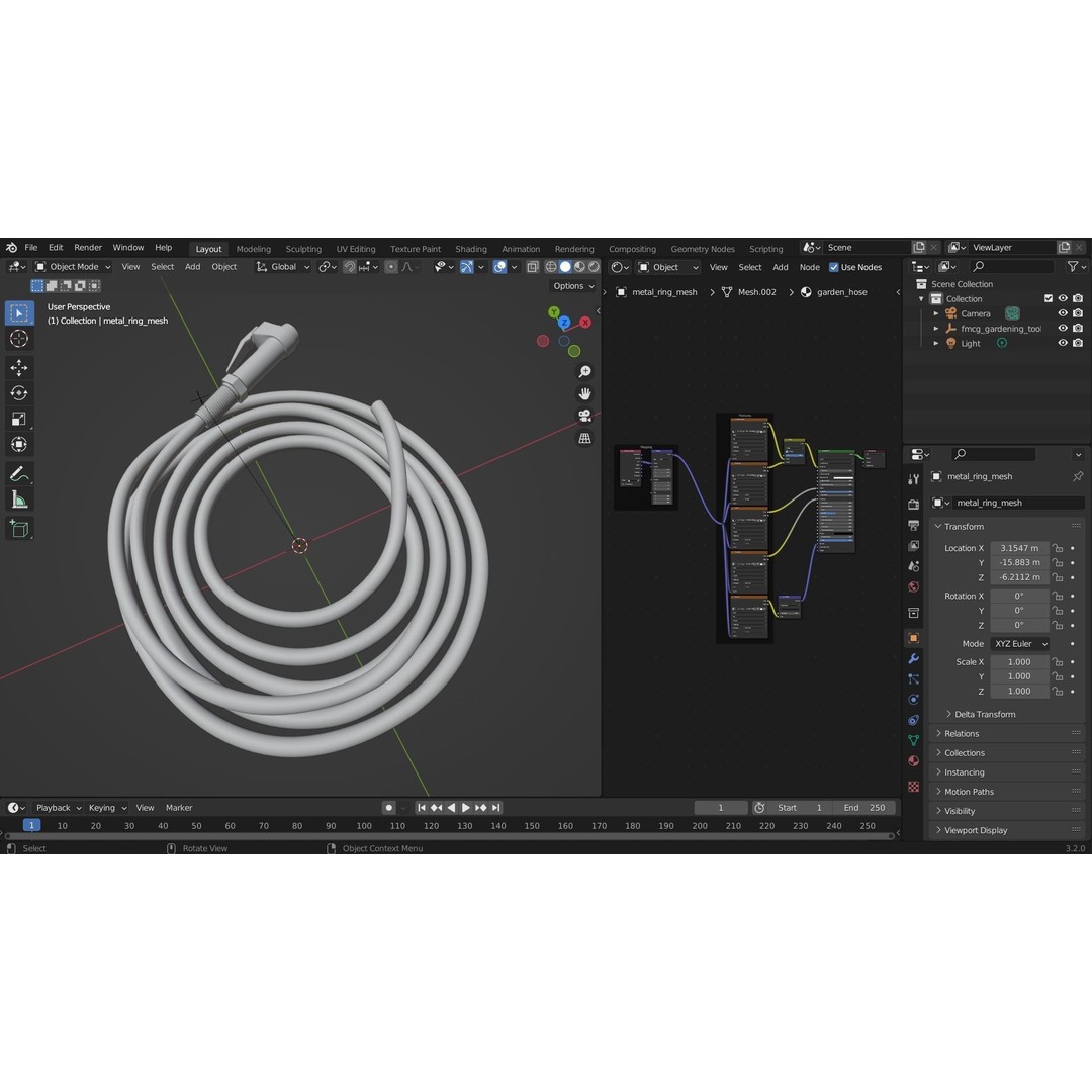 Garden Hose 3D Model – Low Poly PBR Asset, FBX, OBJ, Blender - View 8